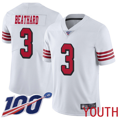 San Francisco 49ers Limited White Youth C. J. Beathard NFL Jersey #3 100th Season Rush Vapor Untouchable->youth nfl jersey->Youth Jersey